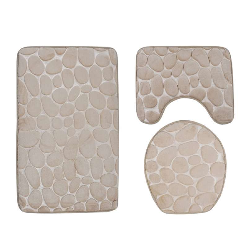 Jual 3pieces Non Slip Bathroom Mat Set Bath Mat Contour Rug Closestool Lid Cover Online November 2020 Blibli Com