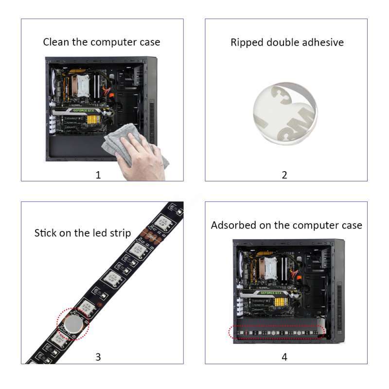 lampu led strip rgb sata for pc computer with remote control 200cm multi color
