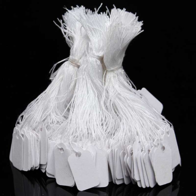 Jual 100pcs Tie On White Strung Price Tags Writable Paper ...