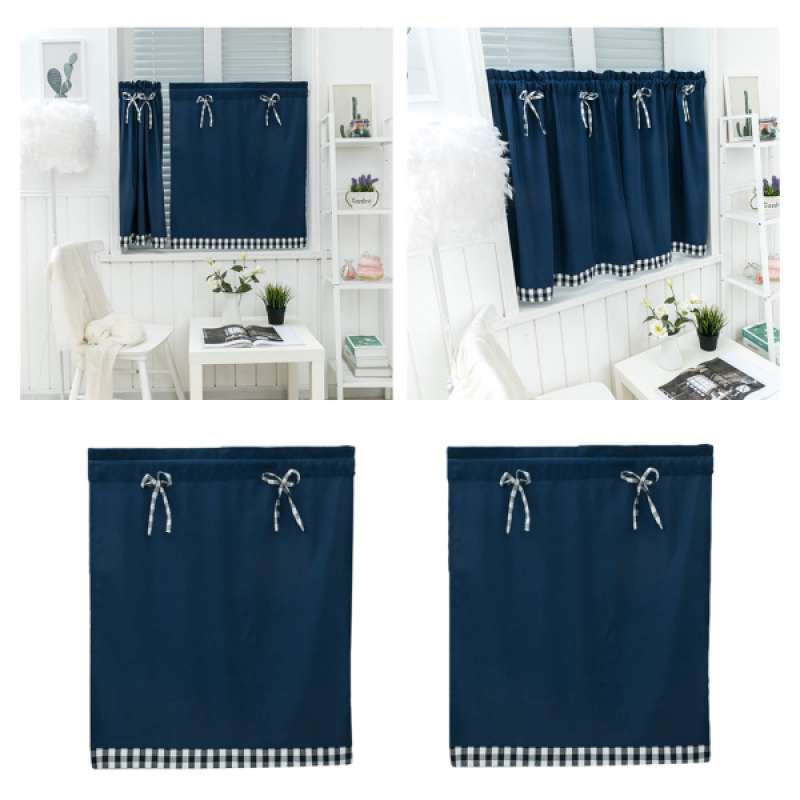 Jual Set Of 2 Decorative Kitchen Curtains Tier Blackout Window Drapes Navy Online Oktober 2020 Blibli Com