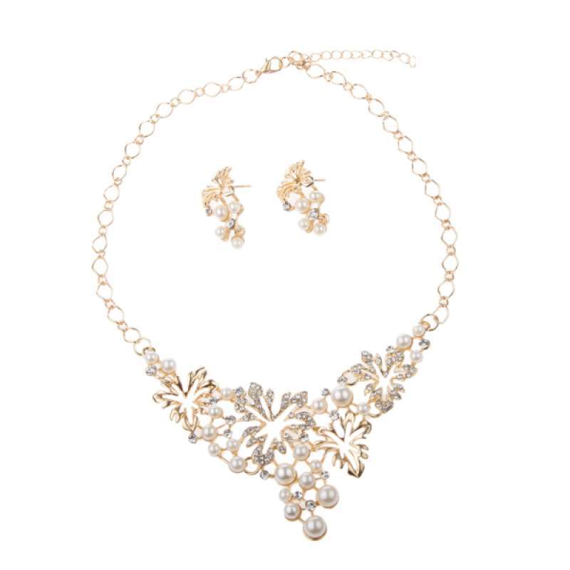 Promo Women Pearl Rhinestone Choker Bib 