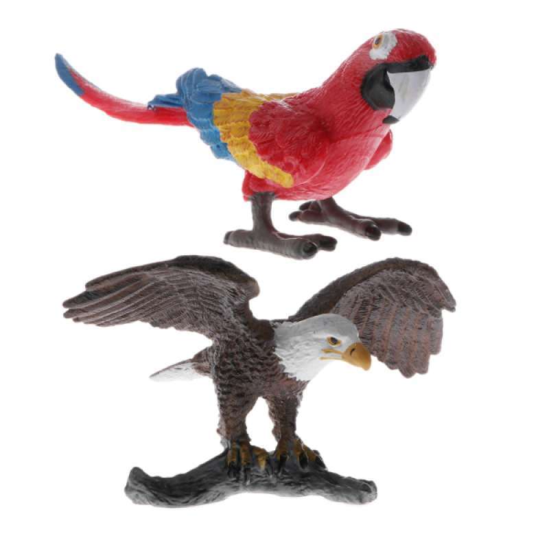 2pcs Simulation Parrot Birds Jungle Animals Figure Figurine Kid Figure Toy 