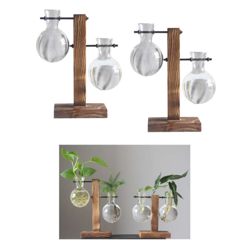 Jual 2 Packs Clear Glass Planter Bulb Vase With Vintage Wood Stand Holder For Plants Home Garden Office Decoration 2 Bulbs Online September 2020 Blibli Com,18th Simple 18 Birthday Party Decoration Ideas At Home