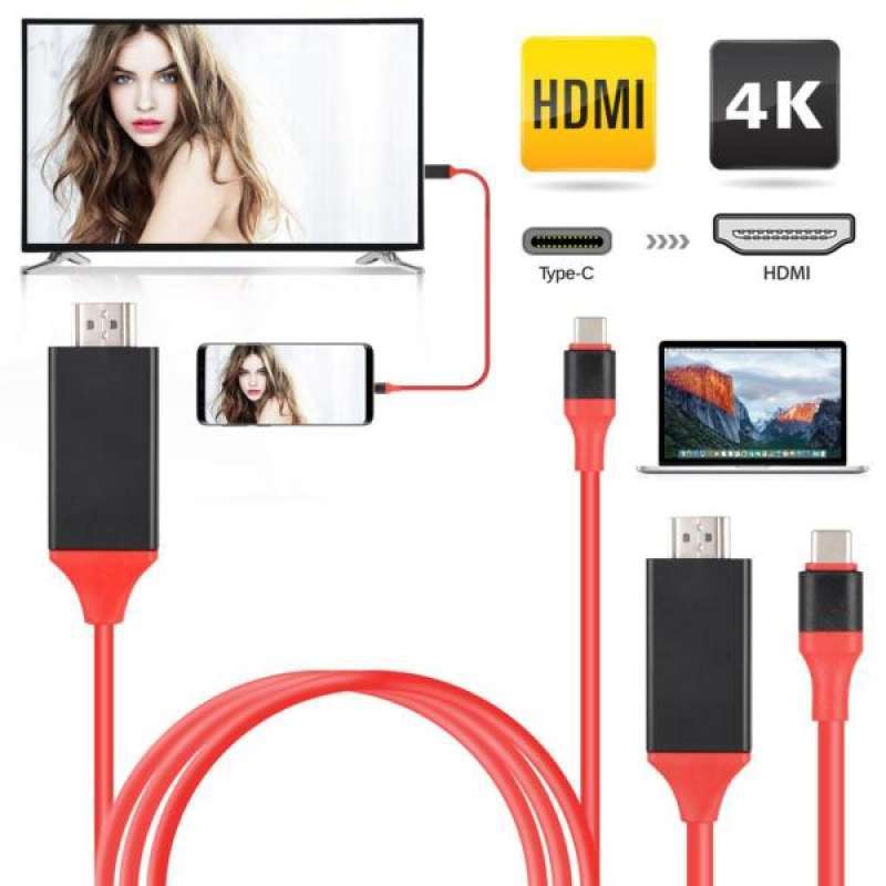 usb 3 1 type c phone to hdmi tv hdtv video cable for samsung 2meter red