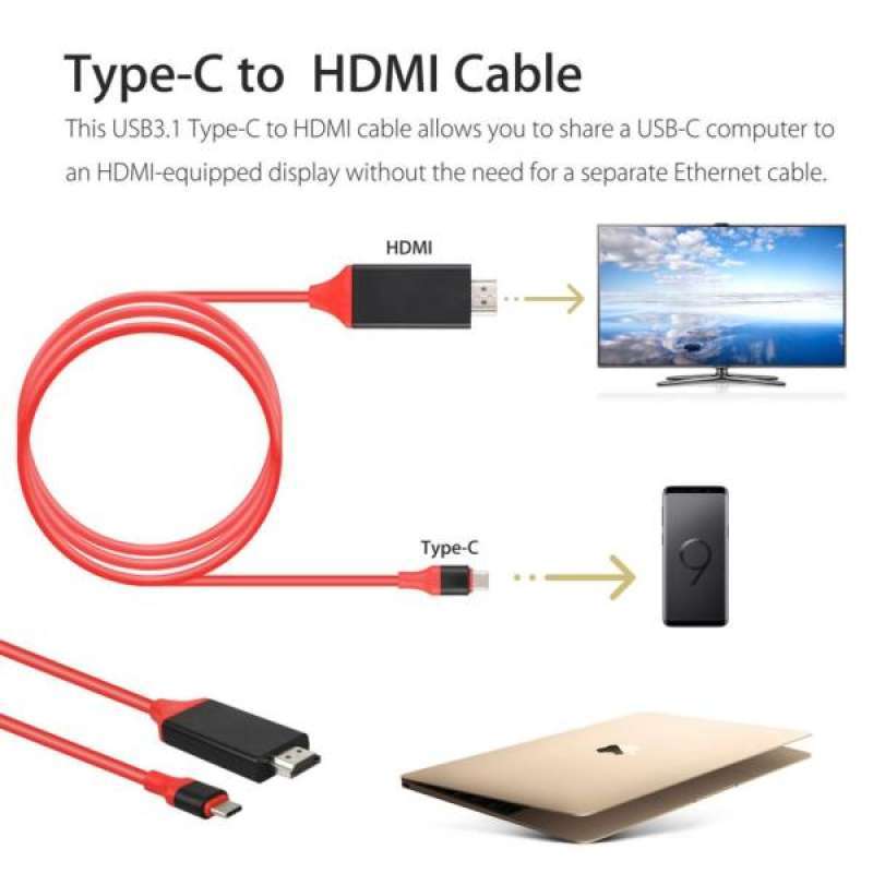Jual Usb 3 1 Type C Phone To Hdmi Tv Hdtv Video Cable For Samsung 2meter Red Online Oktober 2020 Blibli Com