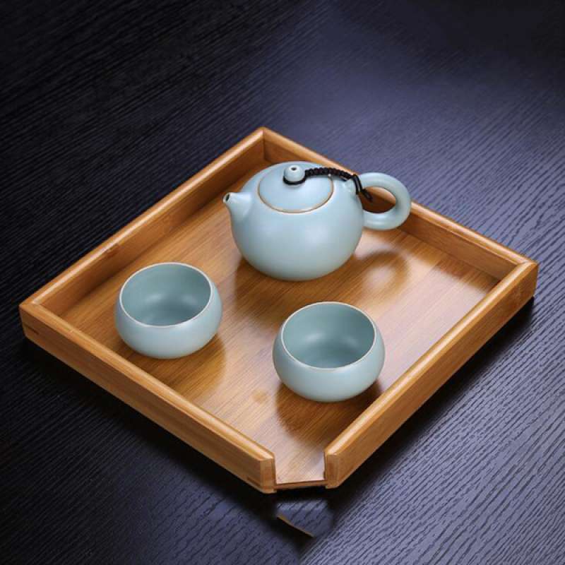 Natural Bamboo Square Serving Tray Food Table Server Loose Tea Container