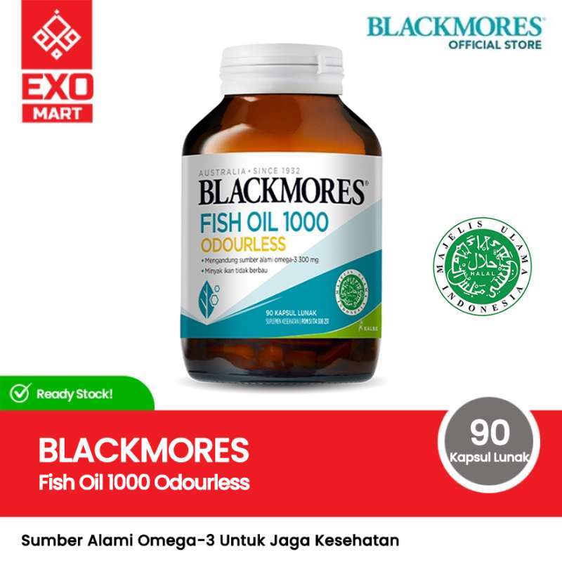 Jual BLACKMORES Fish Oil 1000 Odourless 90 Kapsul Lunak BPOM