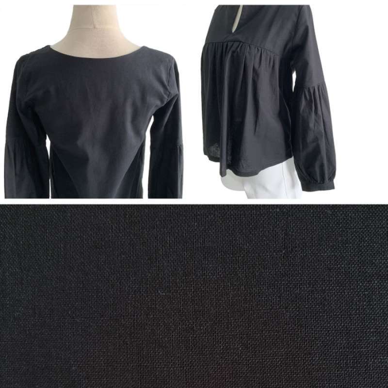 Jual Baju Atasan Blouse Wanita Linen Lengan Panjang Puruni Hitam Thailand Terbaru Juni 2021 Blibli