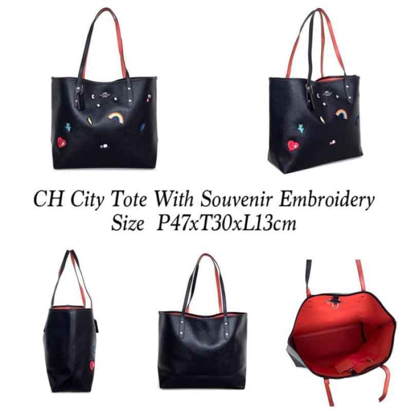 Coach market tote new arrivals with souvenir embroidery