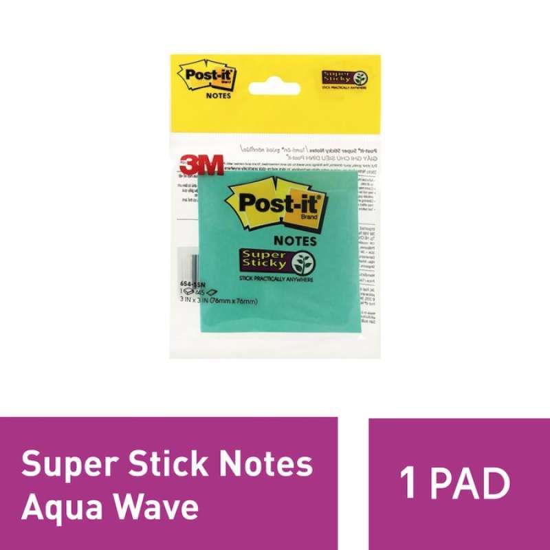Promo 3M Post-It Super Sticky Notes 654-Ssn Aqua Wave 3X3Inch Di Seller 3M  Official Store - Kab. Bekasi, Jawa Barat | Blibli