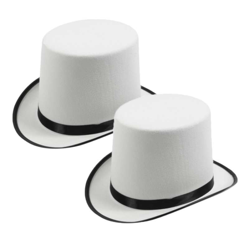 2x White Magician Top Hat Party Cap Men 