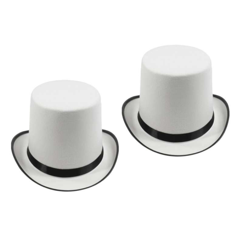 2x White Magician Top Hat Party Cap Men 