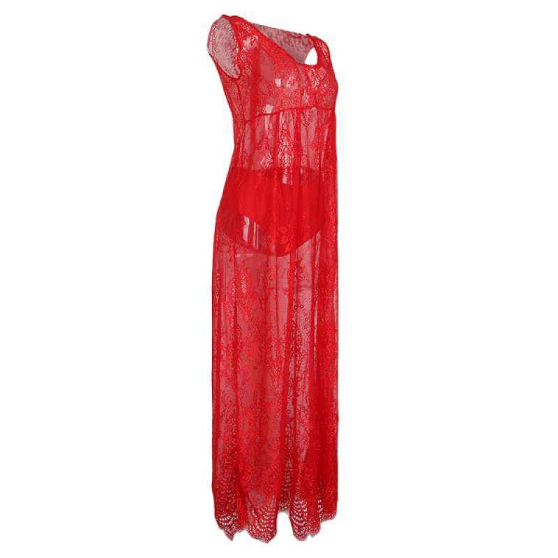 red sleeveless long dress
