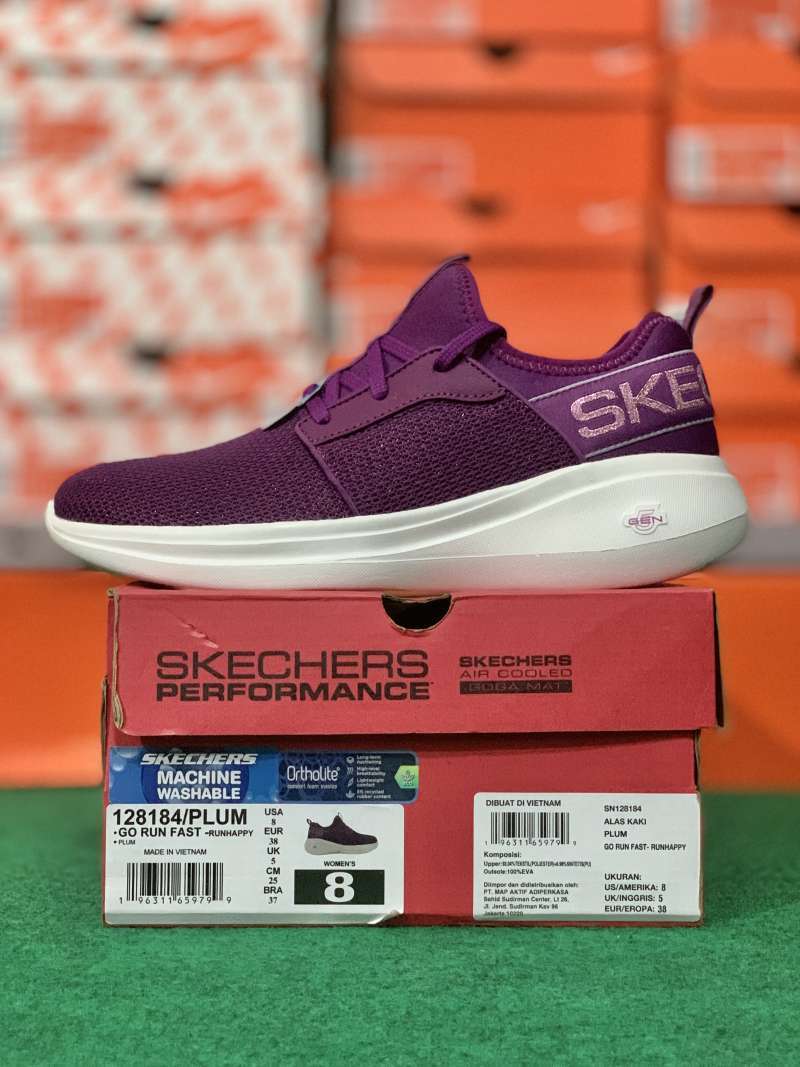 Jual SEPATU WANITA SKECHERS GO RUN FAST ORIGINAL 128184 PLUM di