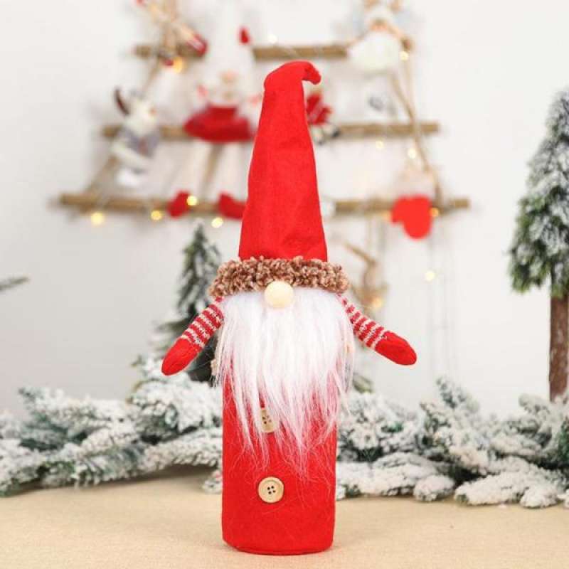 Jual Oem Santa Claus Wine Bottle Set Cover Bag Sweater For Christmas Table Decoration Online November 2020 Blibli Com