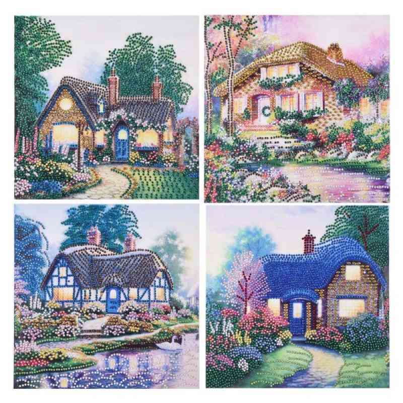 4 pcs fine house decor 5d diy diamond painting crystal embroidery arts kits