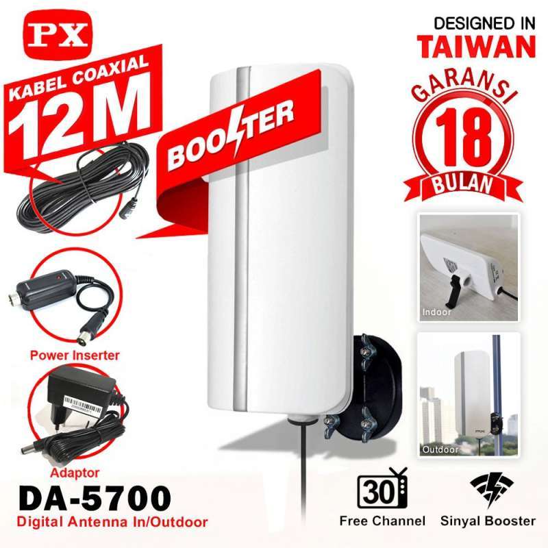 Jual Antena TV In/Outdoor PX DA-5700 Digital TV DVB-T2 dengan Booster &  Power Inserter Online Januari 2021 | Blibli