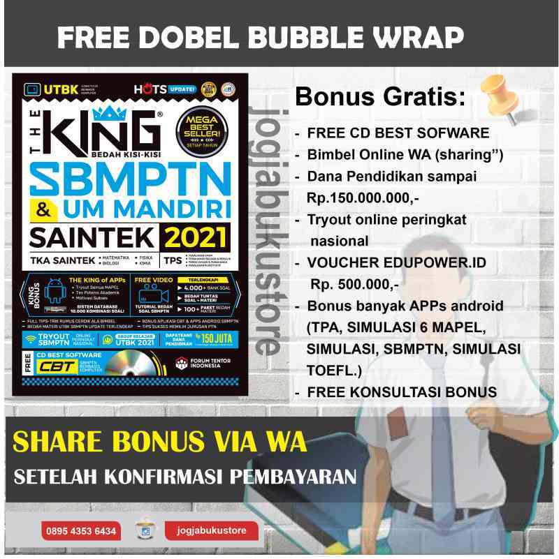 Jual Bonus Buku Saintek The King Bedah Kisi Kisi Sbmptn Dan Um Mandiri Saintek 2021 Murah Mei 2021 Blibli