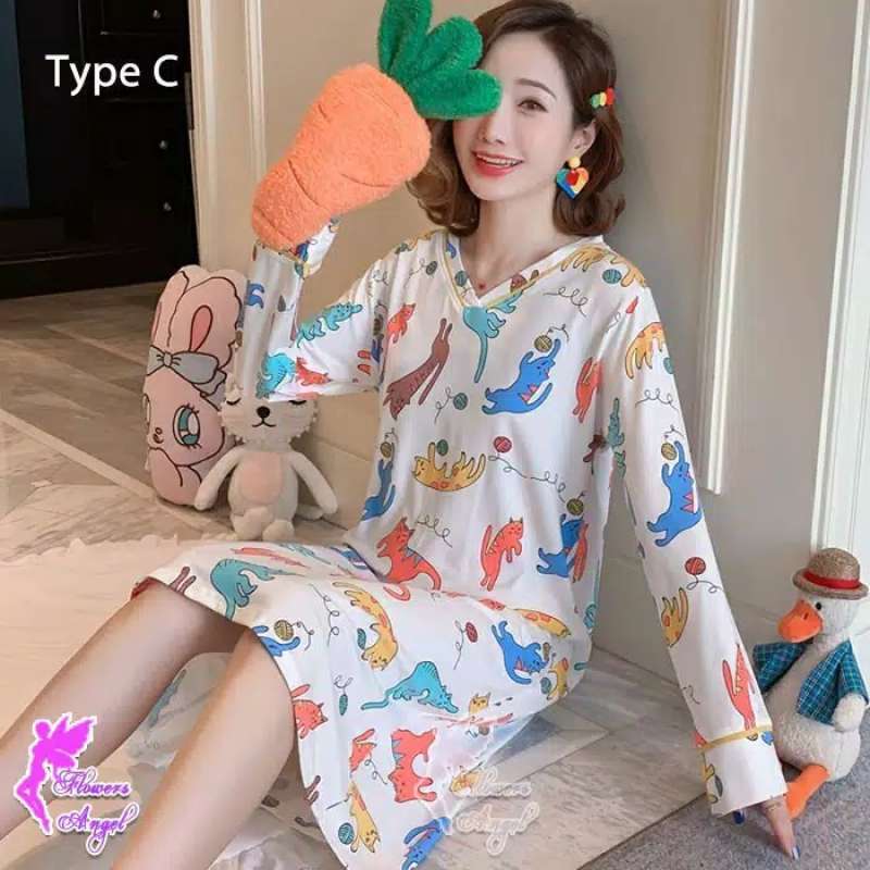 Jual Daster Kaos Cantik Baju Tidur Wanita Baju Rumah Lengan Panjang Terbaru Juni 2021 Blibli