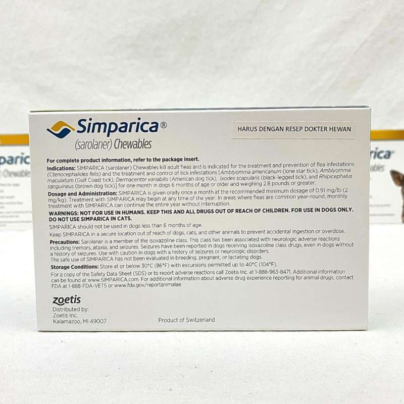Jual Zoetis Obat Kutu Oral Simparica For Dog 20 1 40kg 3pcs Online Maret 2021 Blibli The products discussed herein may not have marketing authorization or may have different product labeling in different countries. zoetis obat kutu oral simparica for dog 20 1 40kg 3pcs