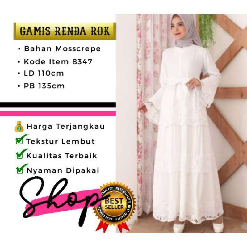 Jual Gamis Renda Rok Susun Baju Gamis Wanita Terbaru 8347 Online Februari 2021 Blibli