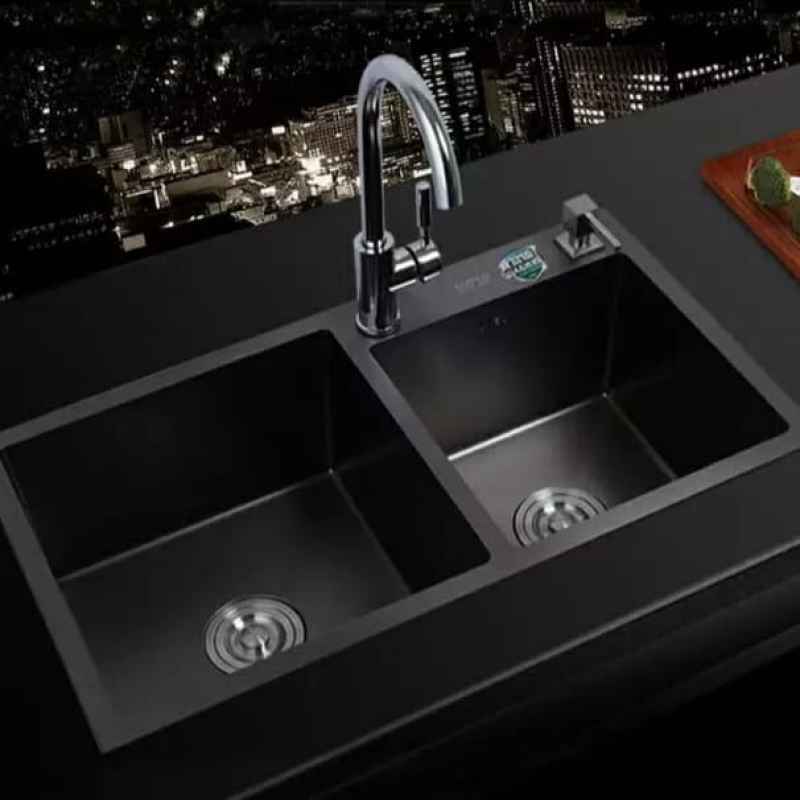 Jual Kitchen Sink 8245 Black Stainless Bak Cuci Piring Stainless 2 Lubang Online April 2021 Blibli