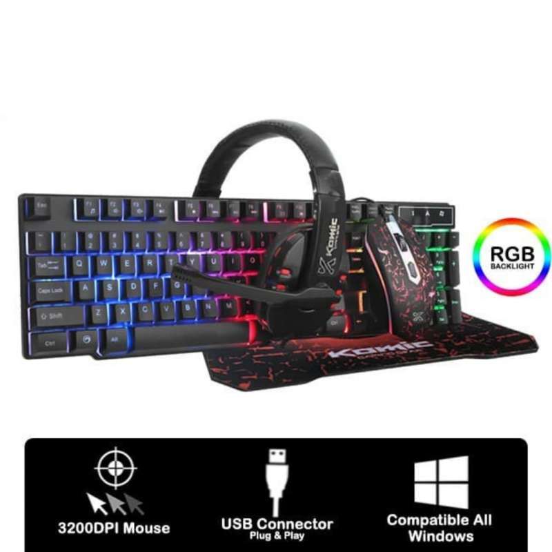 Jual Komic Cmg570 Combo 4 In 1 Gaming Keyboard Mouse Headset Mousepad Online Desember 2020 Blibli