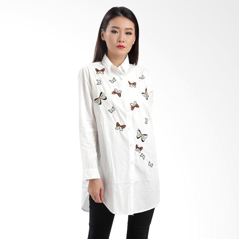 MKY Clothing Butterfly in Long Sleeves Shirt - White