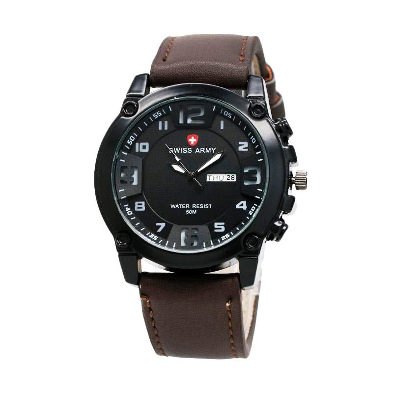 Swiss Army Jam Tangan Pria - Coklat-SA-4307=XDS-Bonus Baterai