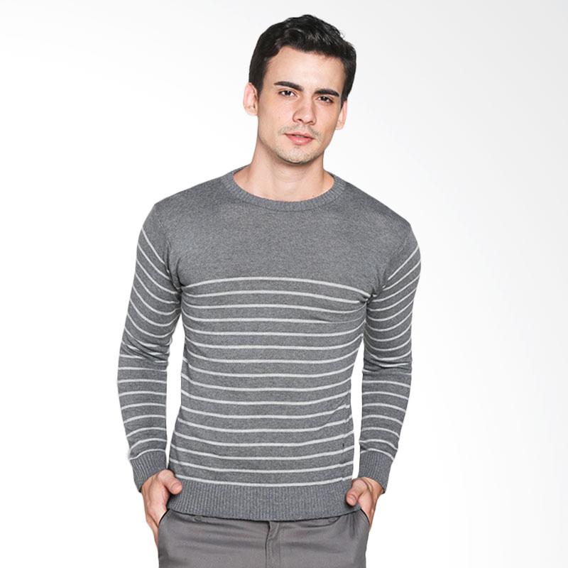 VM Oblong Rajut Panjang Stripe Sweater - Abu
