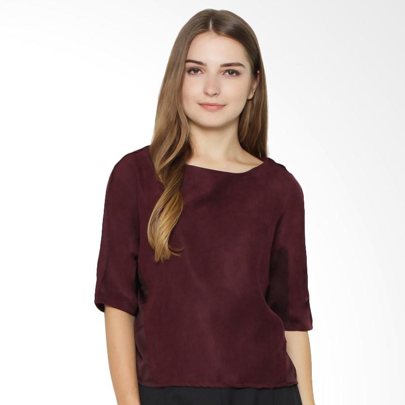 Cocolyn Basic Suede Top Blouse - Maroon
