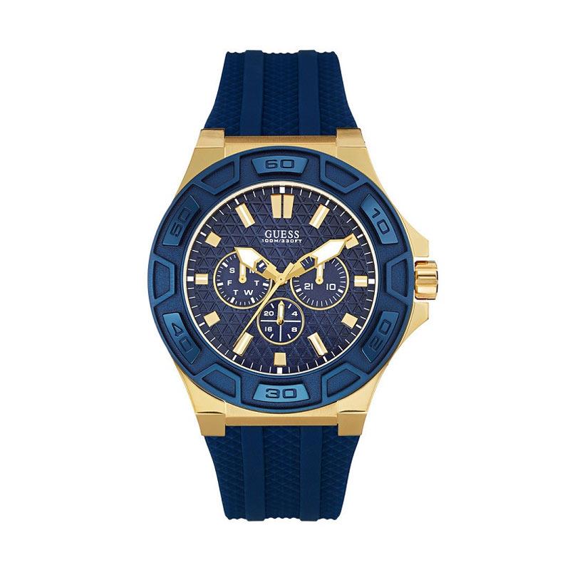 GUESS Rubber Jam Tangan Pria - Blue Gold W0674G2