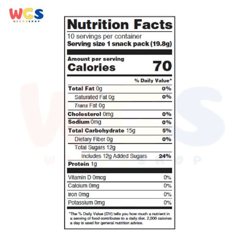 Gummy bears nutrition label