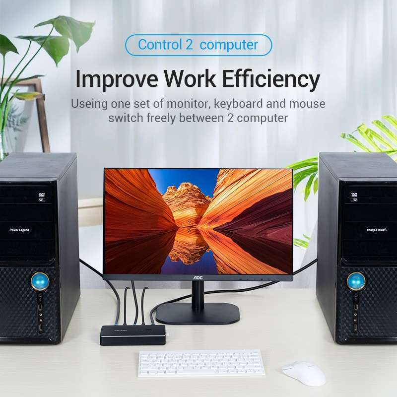 vention hdmi kvm switch 4k for sharing printer keyboard mouse pc afr 2 port