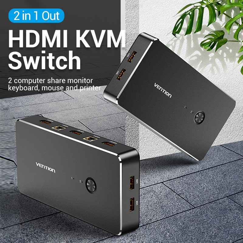 vention hdmi kvm switch 4k for sharing printer keyboard mouse pc afr 2 port