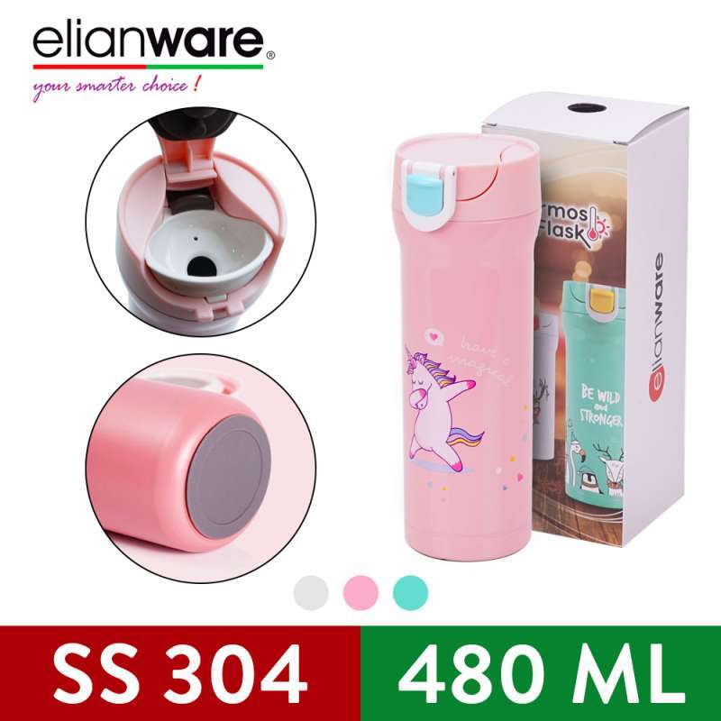 Elianware 480ml Cute Animal Design Stainless Steel 304 High Insulation  Thermos Thermal Vacuum Flask