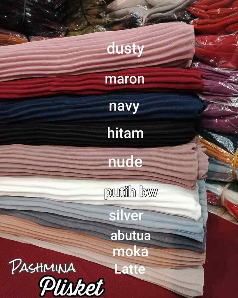 Jilbab Pashmina Kerudung Pasmina Hijab Plisket Syari Premium Fashion Baju Muslim Terbaru 75 X 180 - Jilbab pashmina plisket navy