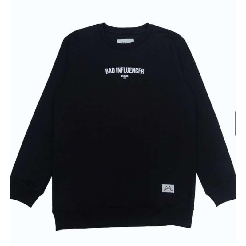 Jual BAD INFLUENCER BLACK NSA CREWNECK 21141 di Seller JULIA STORE