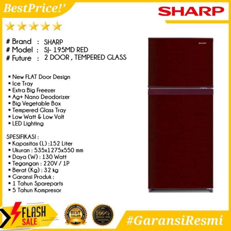 Jual Kulkas 2 Pintu Sharp Sj 195md Sj 195md Low 130 Watt Tempered Glass Merah Terbaru Juli 2021 Blibli