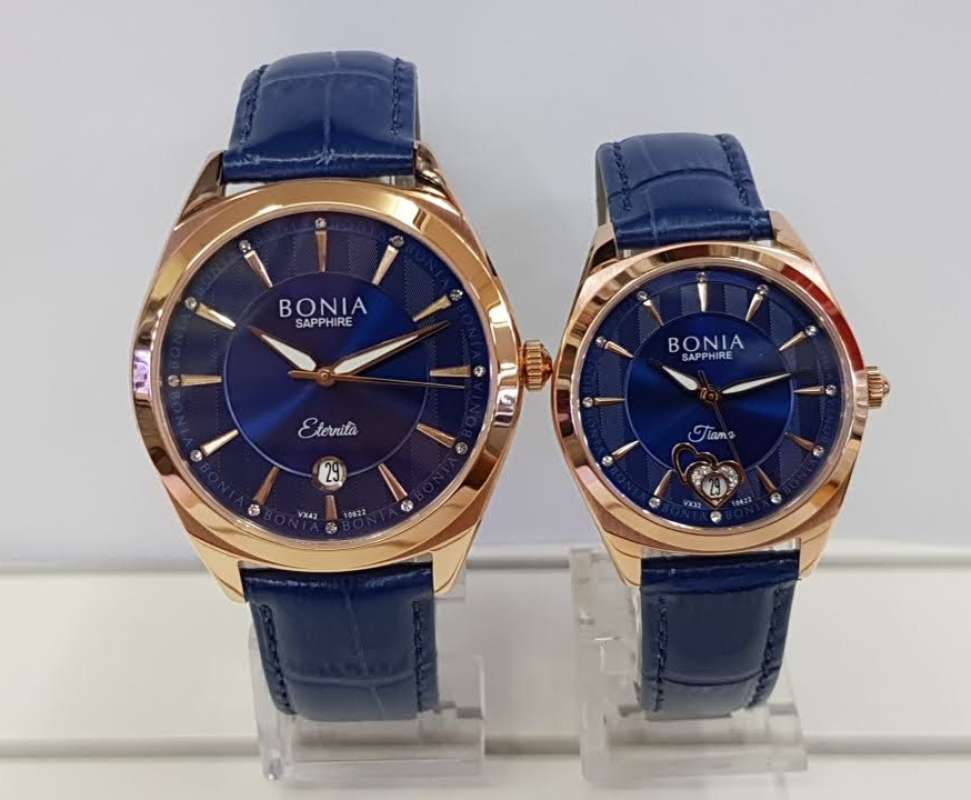 Jual Bonia B10622 Sapphire Jam Tangan Couple Leather Strap Blue