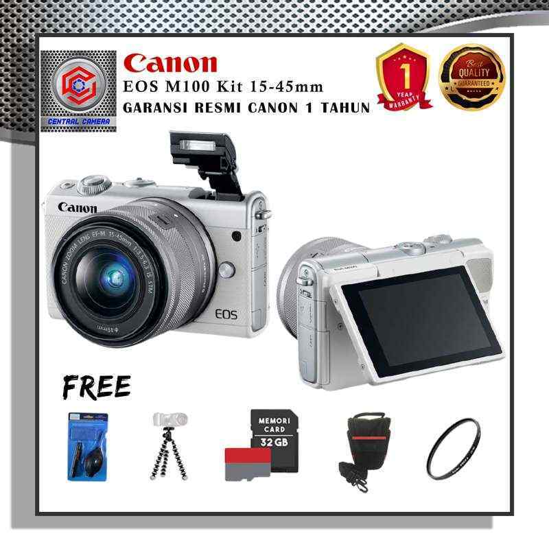 canon eos m100 15 45mm garansi resmi free accessories