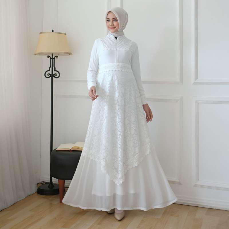 Jual Gamis Putih Wanita Gamis Brukat Baju Muslim Wanita Busana Lebaran Umroh Brokat Pesta 818 Murah Mei 2021 Blibli