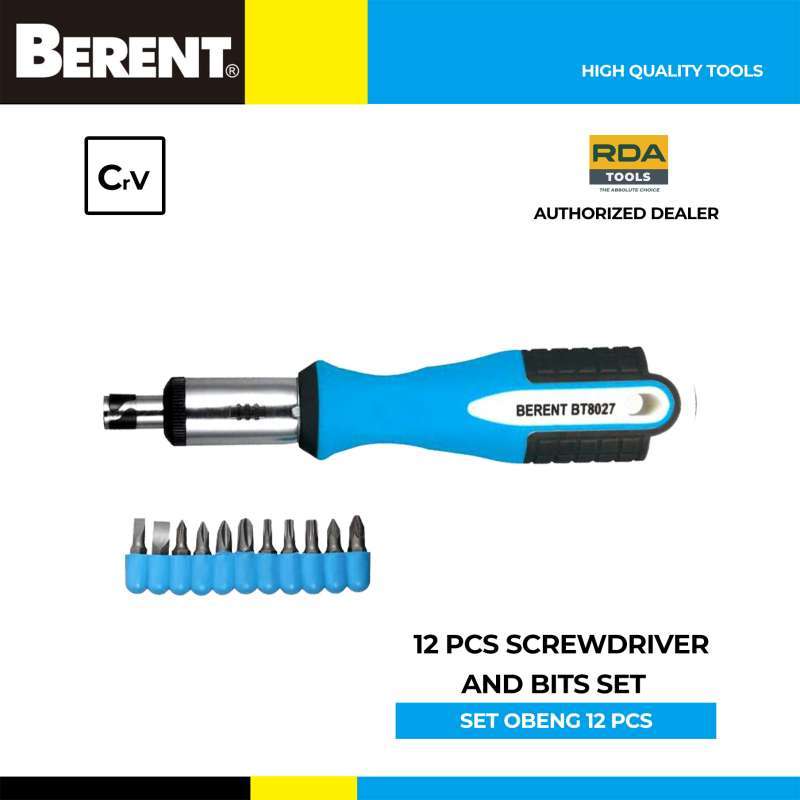 Jual Berent Set Obeng Ratchet Screwdriver Set 12 Pcs Gagang Karet Bt8027 Murah Mei 2021 Blibli