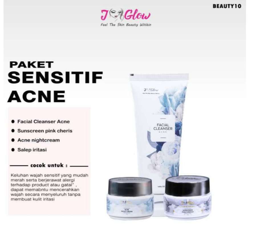 Jglow Skincare Paket Sensitif Acne Untuk Kulit Sensitif Serta Berjerawat Bpom Original J Glow Skincare Terbaru Agustus 2021 Harga Murah Kualitas Terjamin Blibli