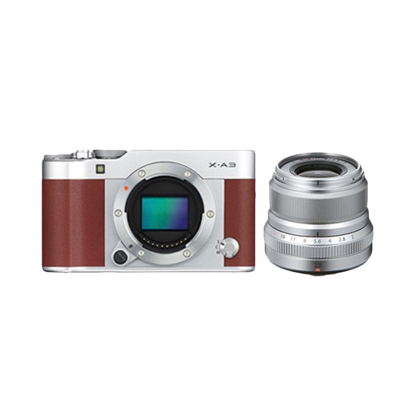 Fujifilm X-A3 Body Only + XF 23mm F2 R WR Kamera Mirrorless - Brown + Free Memory Sandisk 16GB Class 10