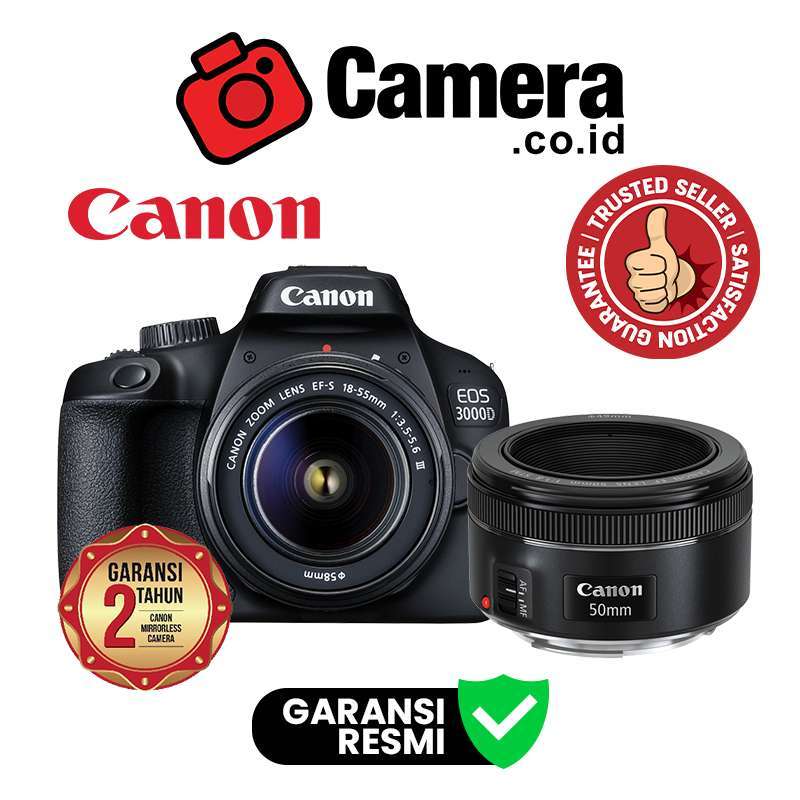 camera co id canon eos 3000dc kit lens 18 55mm dc iii bundling canon lens ef 50mm f1 8 stm