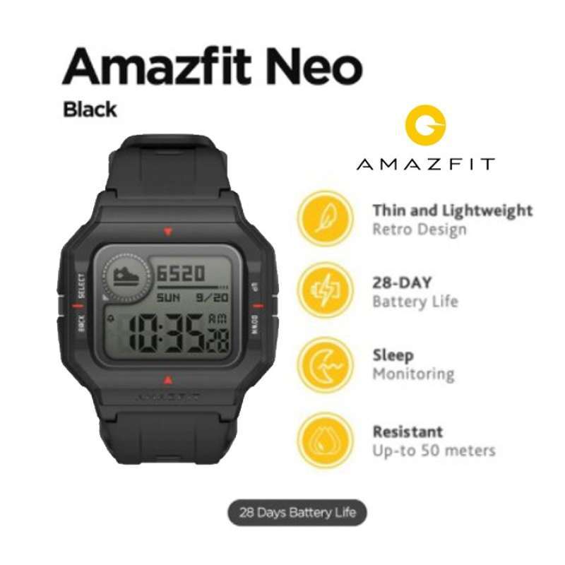 Jual Amazfit Neo Retro Smartwatch Heart Rate 24/7 Original di Seller  PurpleFish - Kota Jakarta Barat, DKI Jakarta | Blibli