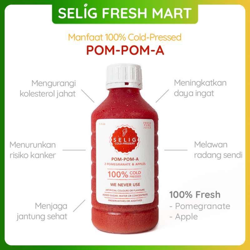 Selig Fresh Mart - Cold Pressed Juice 100% Delima & Apel 1150ml Jus Buah  POM-POM-A by Selig Cold-Pressery