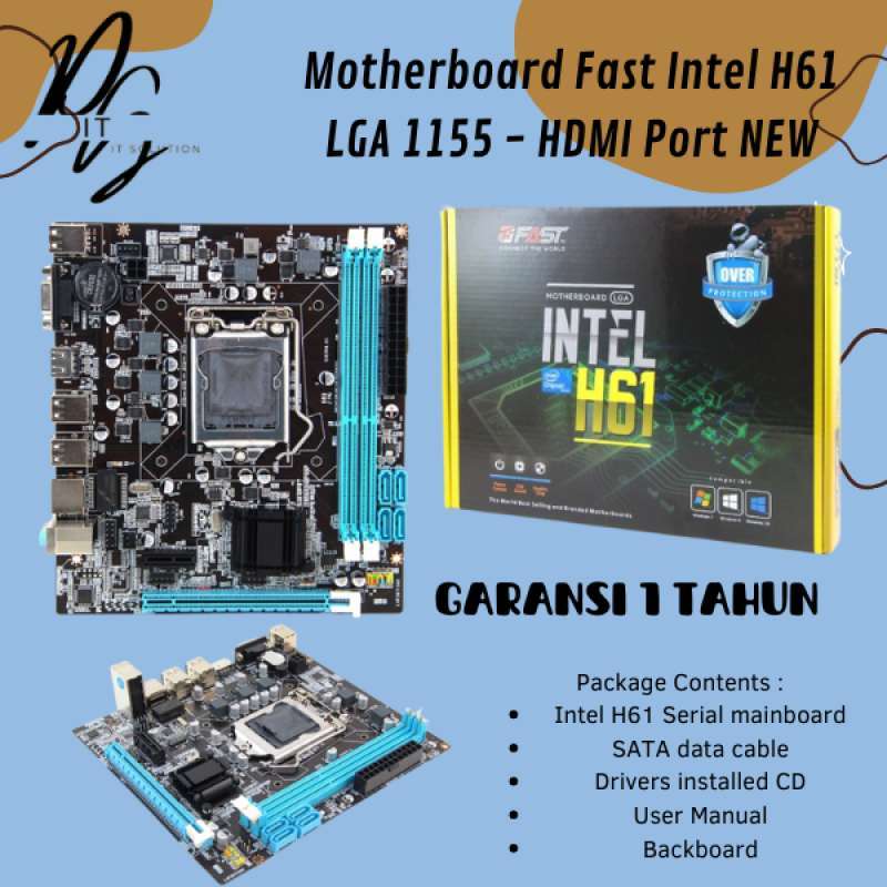 Motherboard Fast Intel H61 1155 with HDMI Port Garansi Tahun