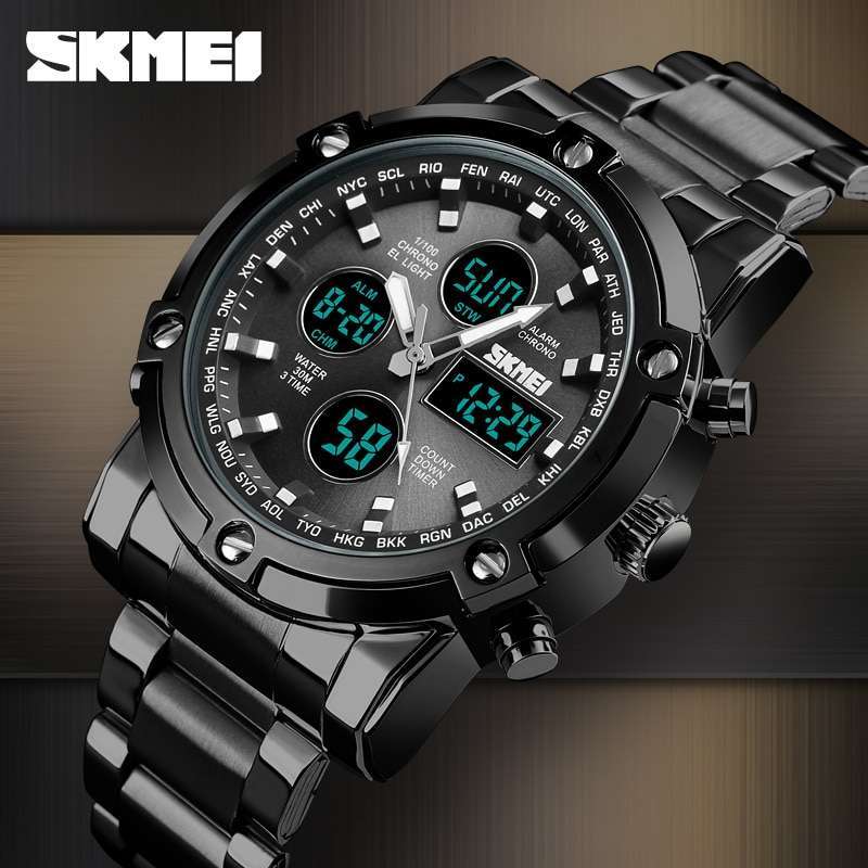 Promo Skmei Digital Jam Tangan Pria SKMEI 1389 Black Diskon 60